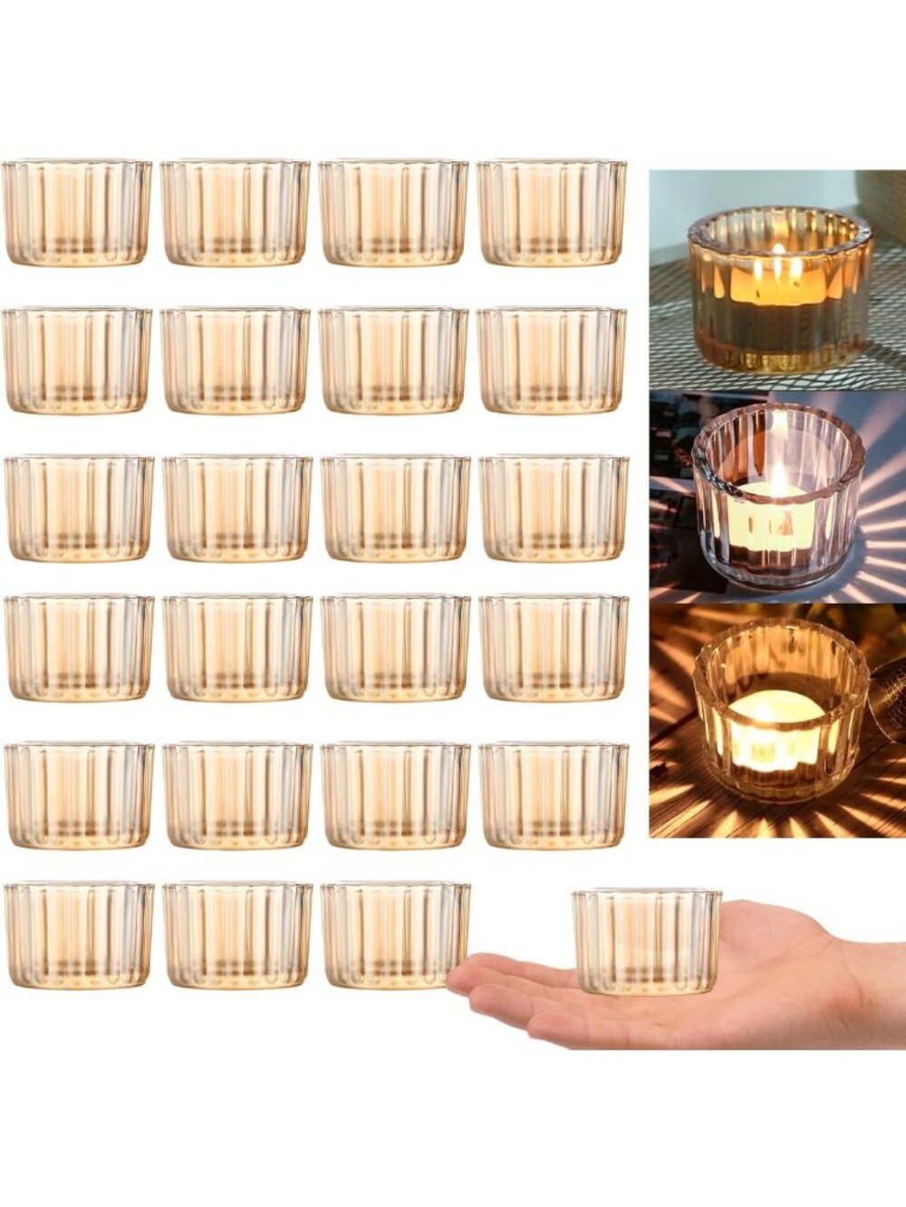 Set of 48 Thick Glass Tealight Candle Holders - Wedding & Party Decor